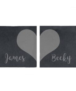 Two Hearts Slate Coaster Set