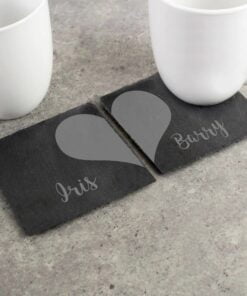 Two Hearts Slate Coaster Set