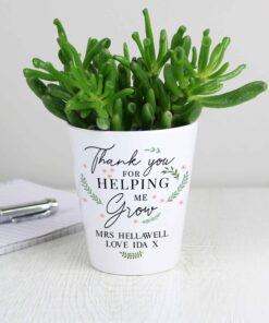 Personalised Thank You For Helping Me Grow Plant Pot