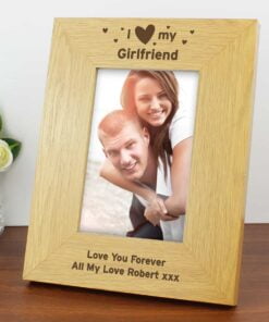 Personalised Oak Finish 4×6 I Heart My Photo Frame