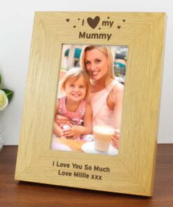 Personalised Oak Finish 4×6 I Heart My Photo Frame