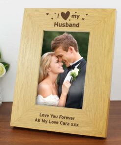 Personalised Oak Finish 4×6 I Heart My Photo Frame