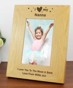 Personalised Oak Finish 4×6 I Heart My Photo Frame