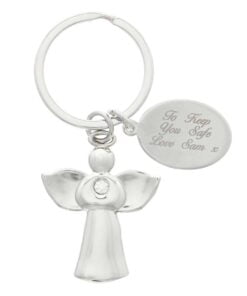 Personalised Silver Plated Angel Keyring
