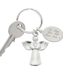 Personalised Silver Plated Angel Keyring