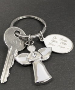 Personalised Silver Plated Angel Keyring