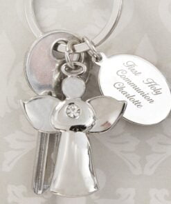 Personalised Silver Plated Angel Keyring