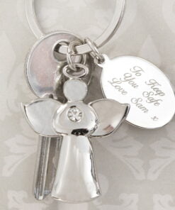 Personalised Silver Plated Angel Keyring