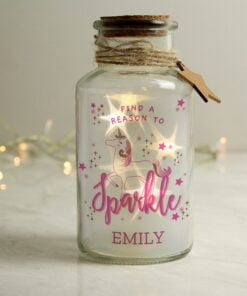 Personalised Unicorn LED Glass Jar