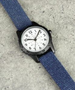 Personalised Black with Blue Canvas Strap Boys Watch