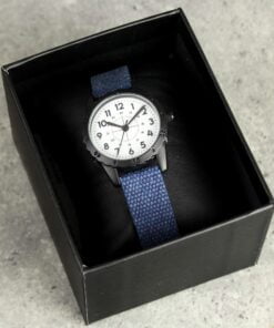Personalised Black with Blue Canvas Strap Boys Watch
