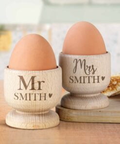 Couples Wooden Egg Cup Set