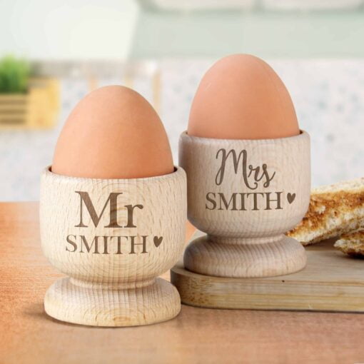 Couples Wooden Egg Cup Set