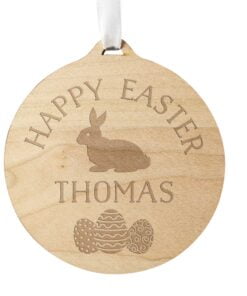 Easter Bunny Round Wooden Decoration