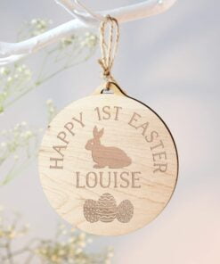 Easter Bunny Round Wooden Decoration
