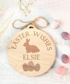 Easter Bunny Round Wooden Decoration