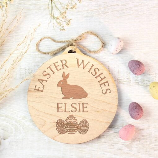 Easter Bunny Round Wooden Decoration