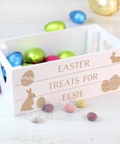 Personalised Easter Bunny White Wooden Crate