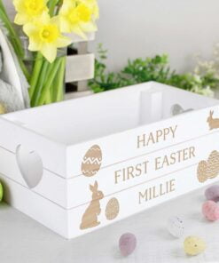 Personalised Easter Bunny White Wooden Crate