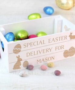 Personalised Easter Bunny White Wooden Crate