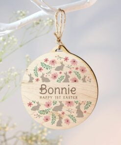Easter Round Wooden Decoration