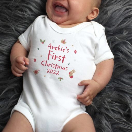 First Christmas 0-3 Months Baby Vest