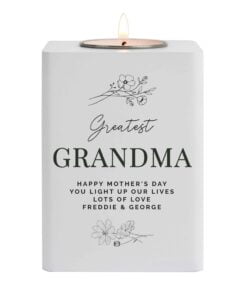 Floral White Wooden Tea light Holder