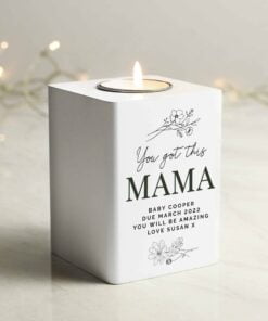 Floral White Wooden Tea light Holder