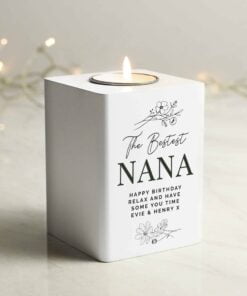 Floral White Wooden Tea light Holder