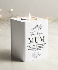 Floral White Wooden Tea light Holder