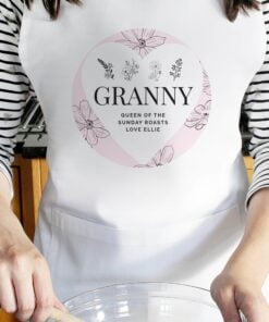 Floral White Apron