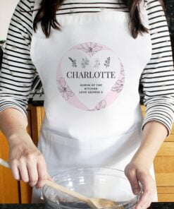 Floral White Apron