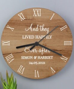 Free Text Wood Effect Clock