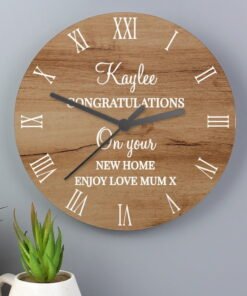 Free Text Wood Effect Clock