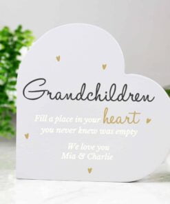 Personalised Grandchildren Free Standing Heart Ornament