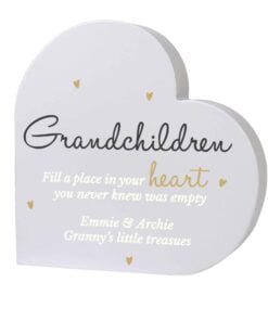 Personalised Grandchildren Free Standing Heart Ornament