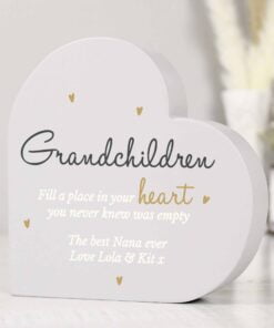 Personalised Grandchildren Free Standing Heart Ornament