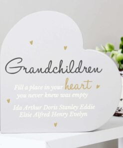 Personalised Grandchildren Free Standing Heart Ornament
