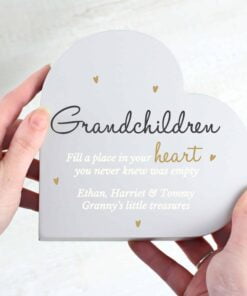Personalised Grandchildren Free Standing Heart Ornament
