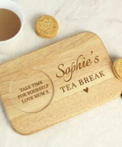 Alternative view of Personalised Heart Design Wooden Coaster Tray