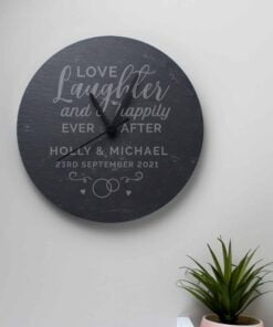 Love Laughter Slate Clock