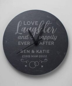 Love Laughter Slate Clock