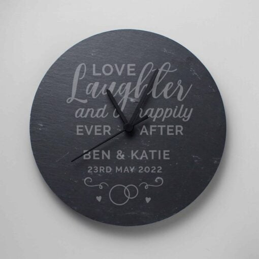 Love Laughter Slate Clock