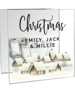 Christmas Village Mirrored Glass Tea Light