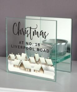 Christmas Village Mirrored Glass Tea Light