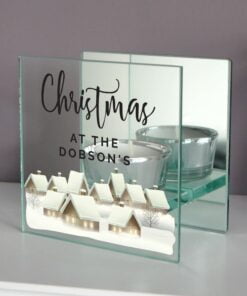 Christmas Village Mirrored Glass Tea Light
