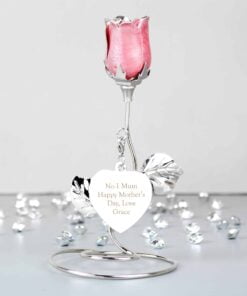 Free Text Pink Rose Bud Ornament
