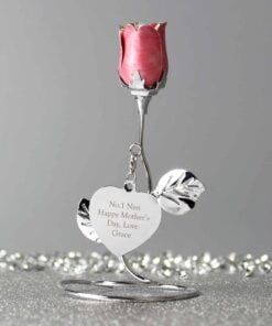 Free Text Pink Rose Bud Ornament