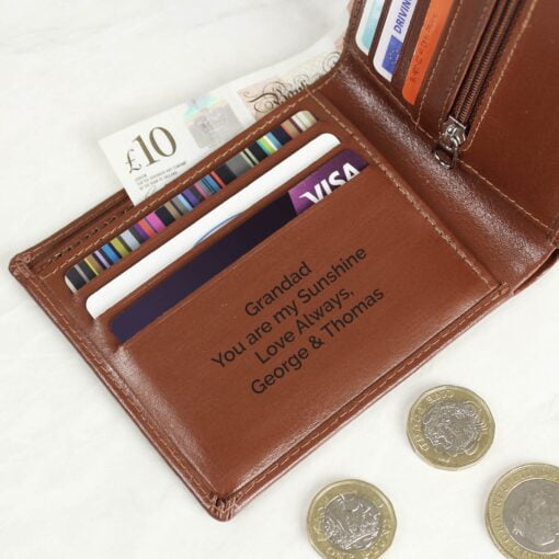 Free Text Tan Leather Wallet