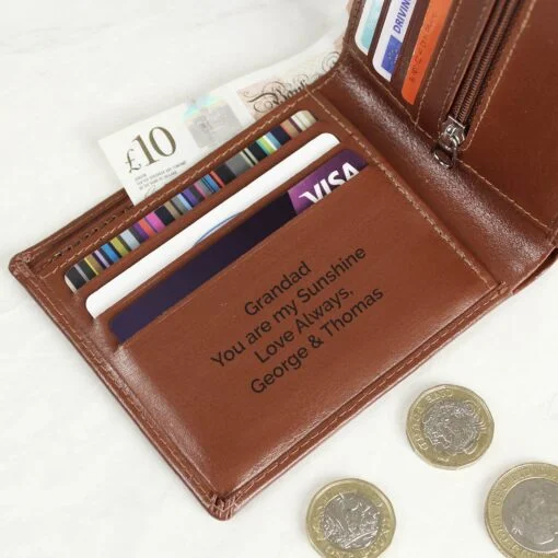 Free Text Tan Leather Wallet